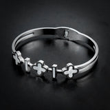 Silver Clover Bangle