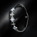 Silver Clover Bangle